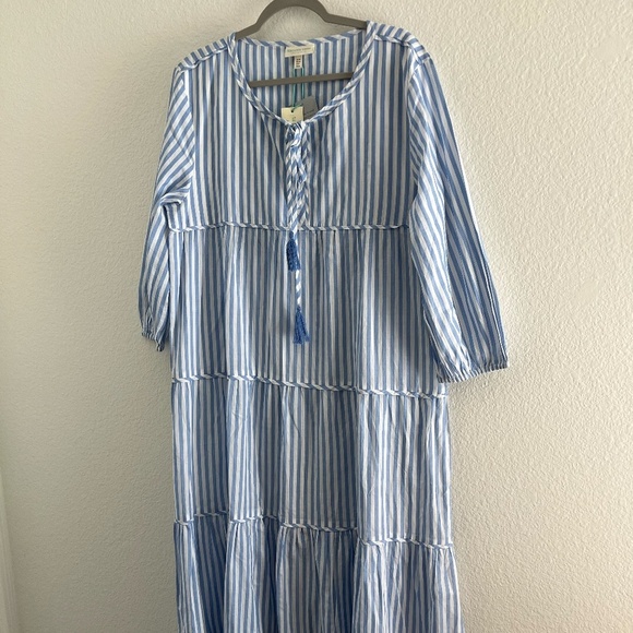 NWT SEA LEVEL SWIM | Summer Beach Striped Sails Boho Maxi Dress in Blue | Size M - Picture 4 of 13